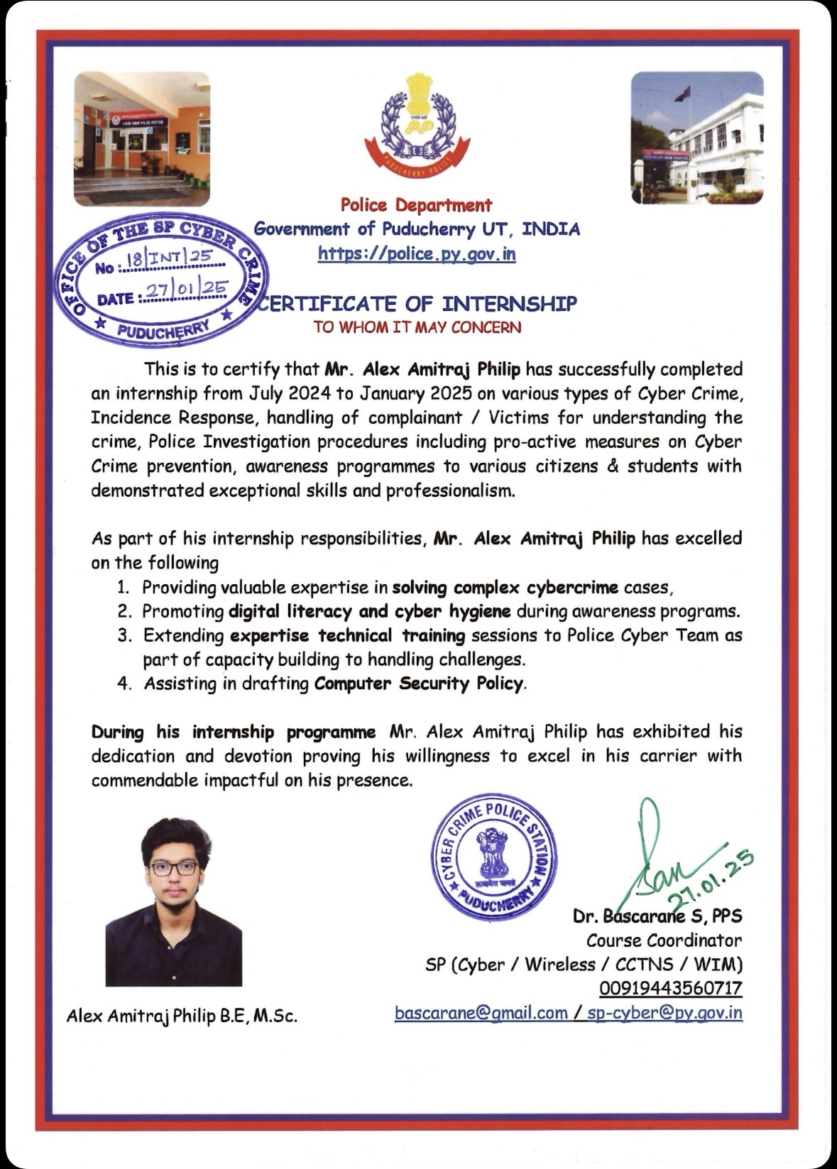 Cybercrime Internship Certificate preview