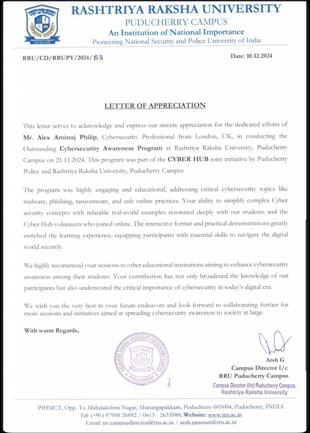 Appreciation Letter 03